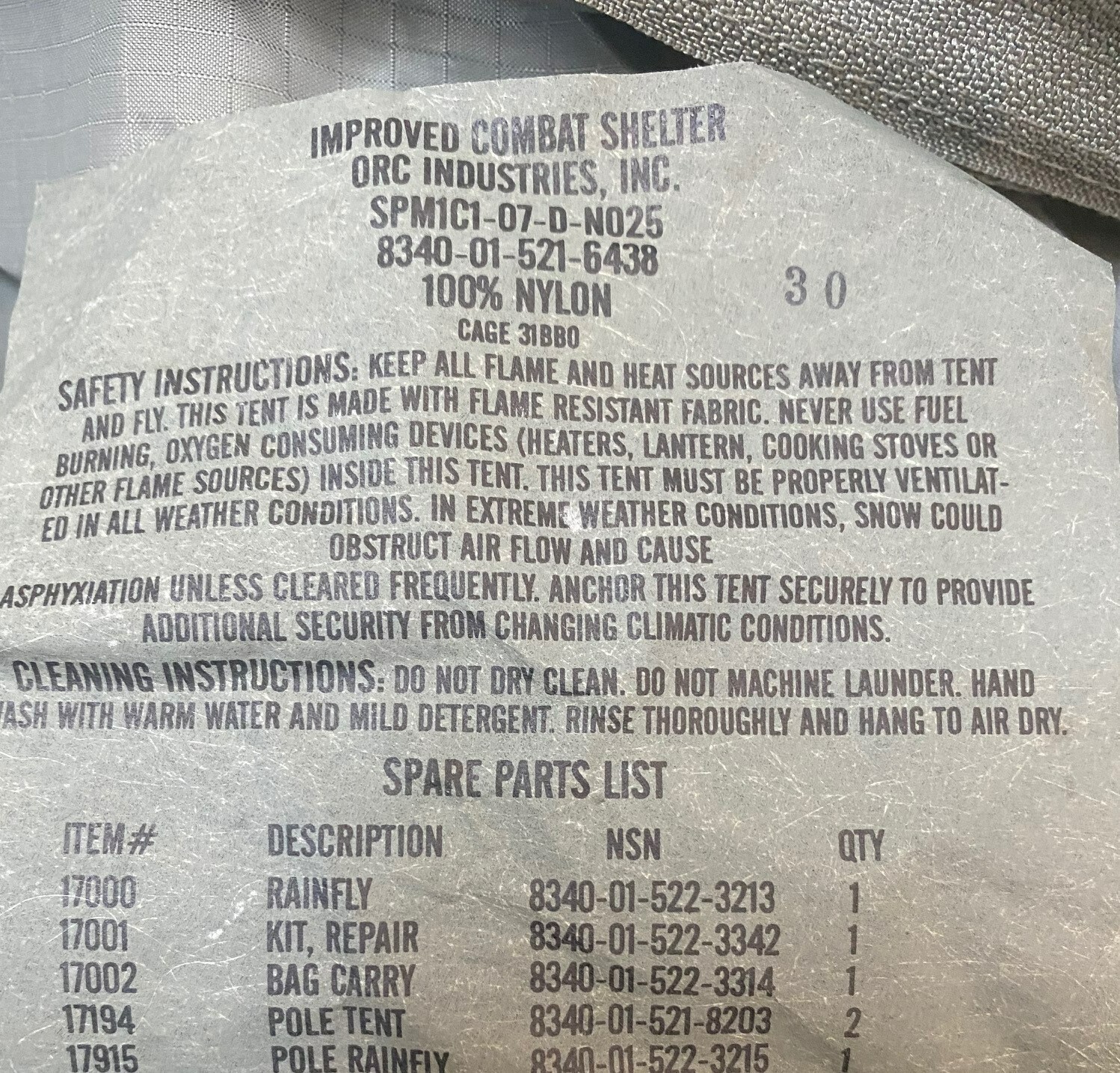 USGI Improved Combat Shelter ICS ACU