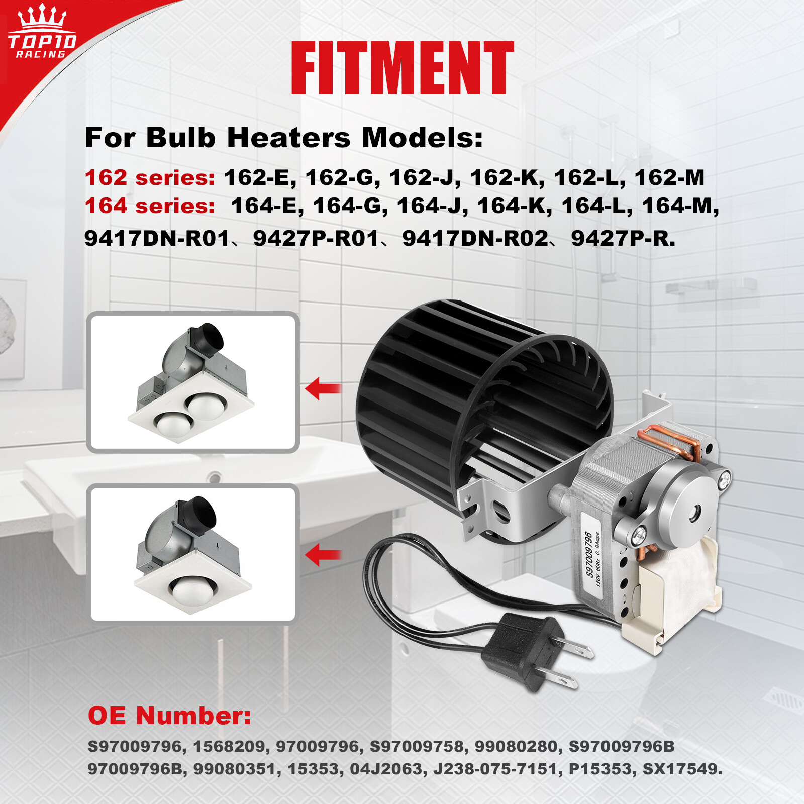 NEW Bathroom Fan Motor Blower Assembly For Broan Nutone Bulb Ceiling S97009796