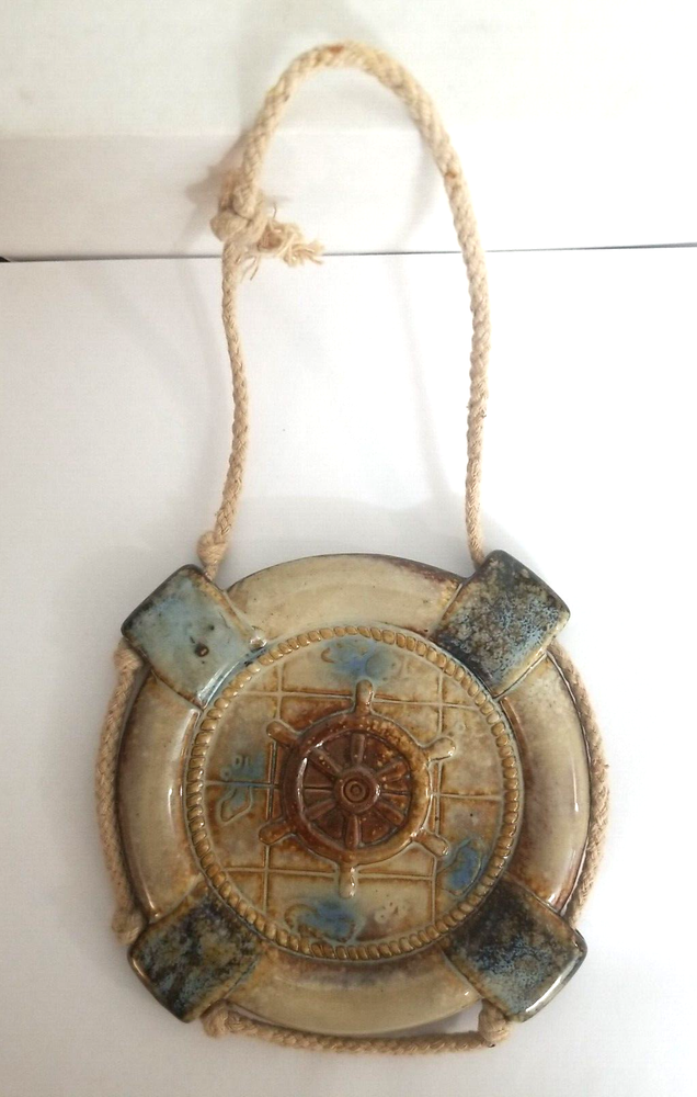 Vintage Ceramic Ship Wheel nautical Wall Decor Very nice