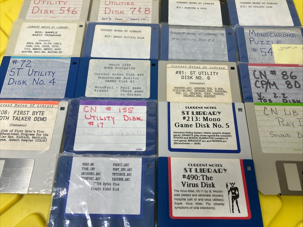 Atari ST Current Notes Library 18 3.5” Disks Lot from Current Notes Magazine