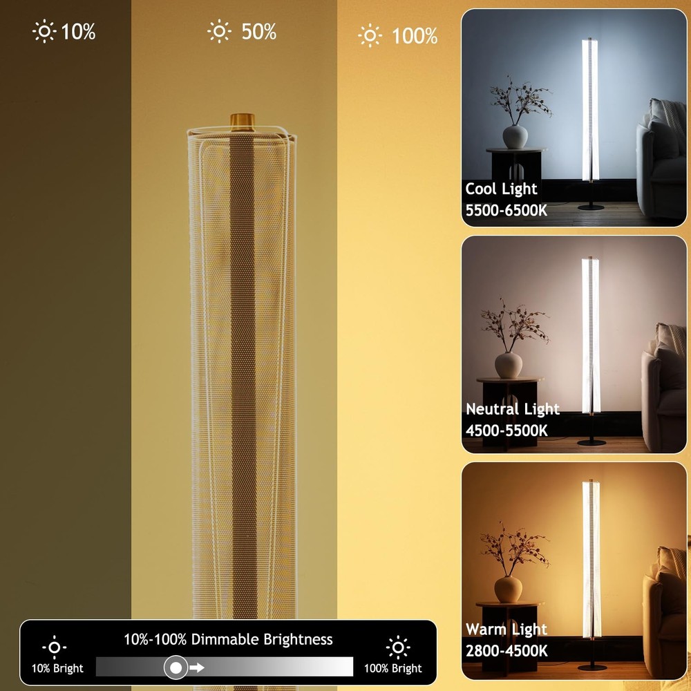 Modern Floor Lamp Dimmable Standing Lamp With Remote Control Stepless Adjustable