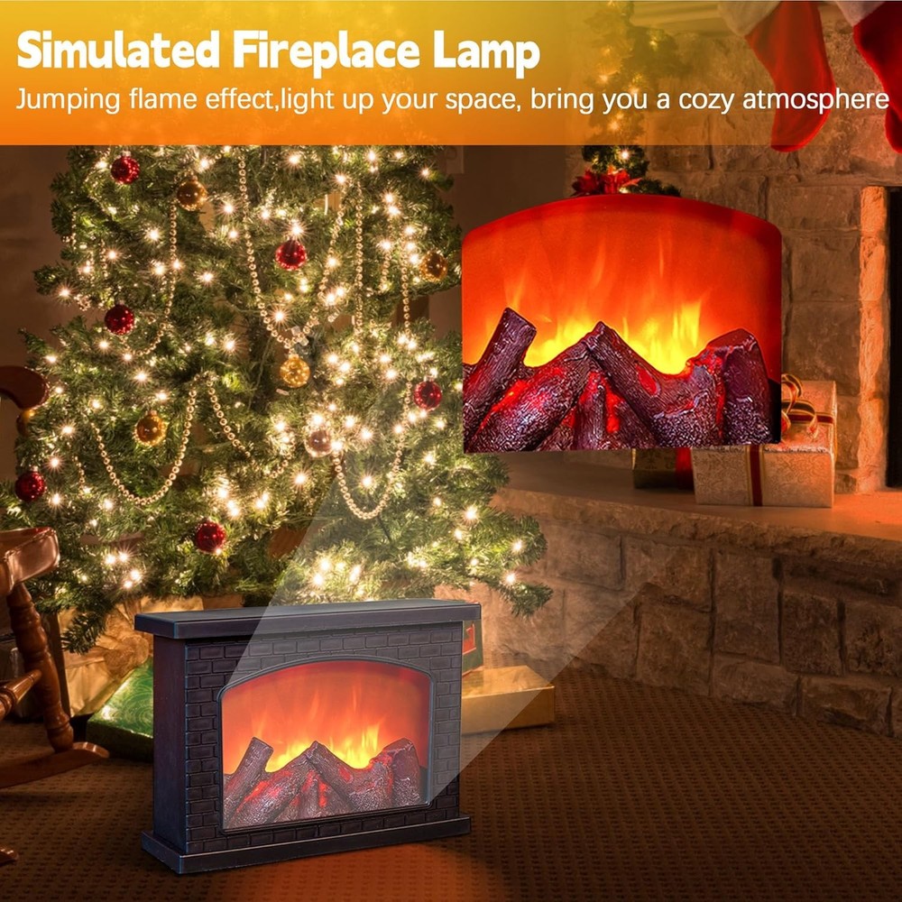 Fireplace Lanterns Decorative,Small Fake Fire Place,Flame Effect LED Fire Lamp,B