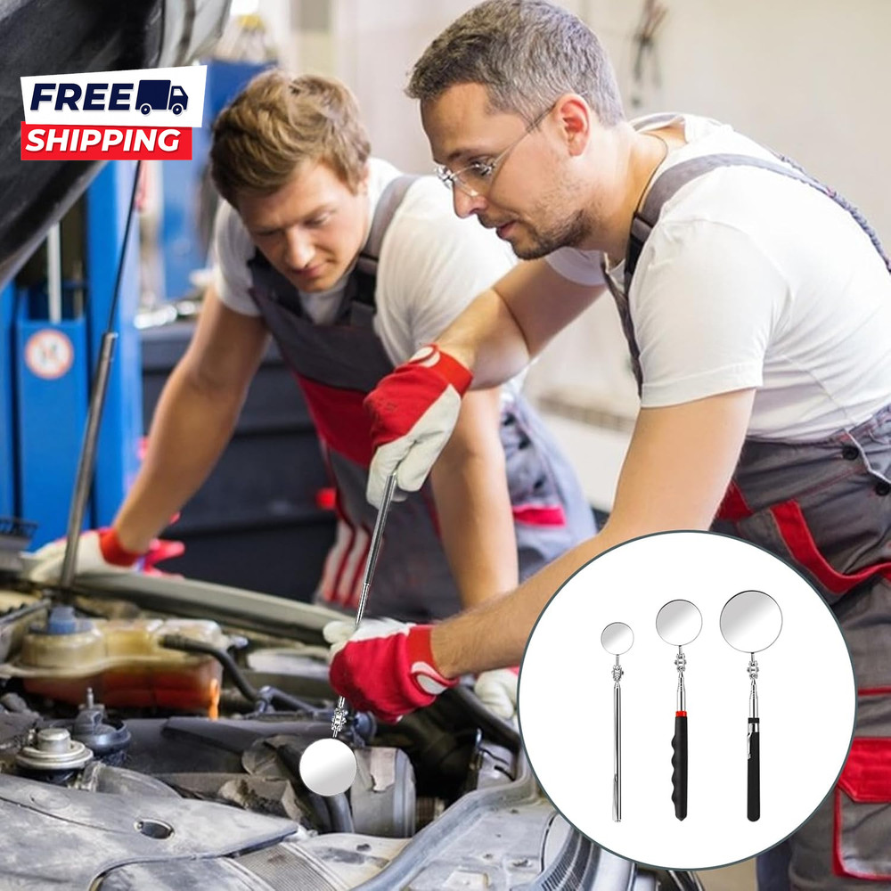 3 Pack Telescoping Inspection Mirror Extendable Mechanic Mirror round Mirror