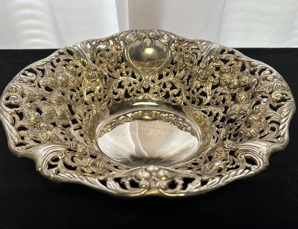 VINTAGE Godinger Silver Art GSA Company Silverplate Centerpiece Bowl w/ Roses