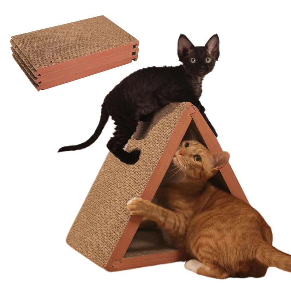 Cat Scratcher Cat Scratching Board - Foldable - Triangle, 6 Usable Sides Scra...