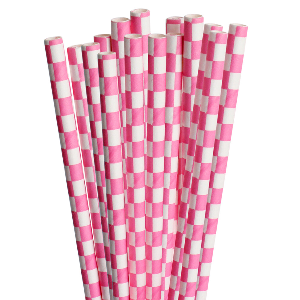Light Pink Checkered Cake Pop  Straws | Bakell®