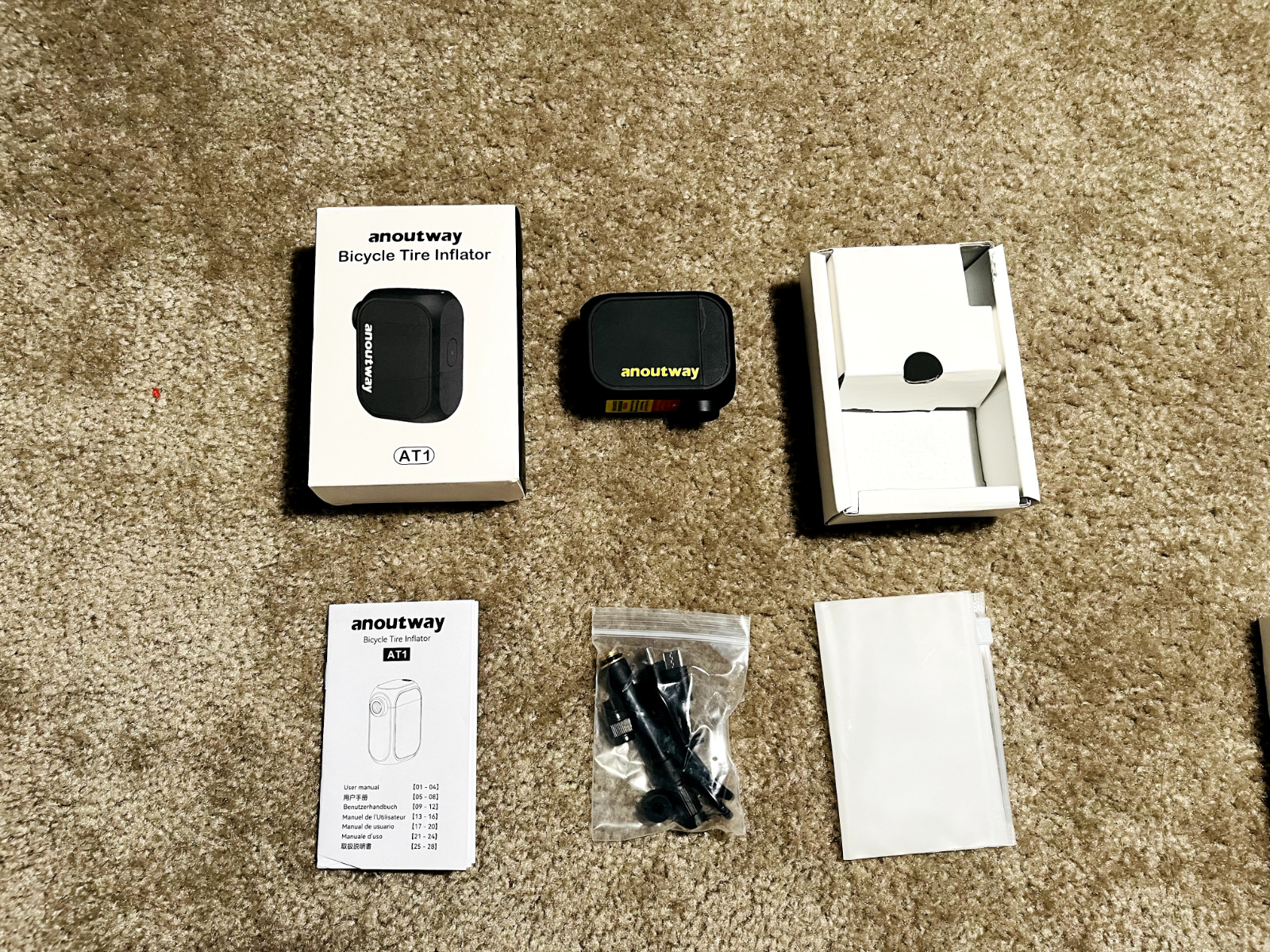 anoutway AT1 SERIES 120PSI Electric Tiny Pump,Portable Mini Bike Pump with Gauge