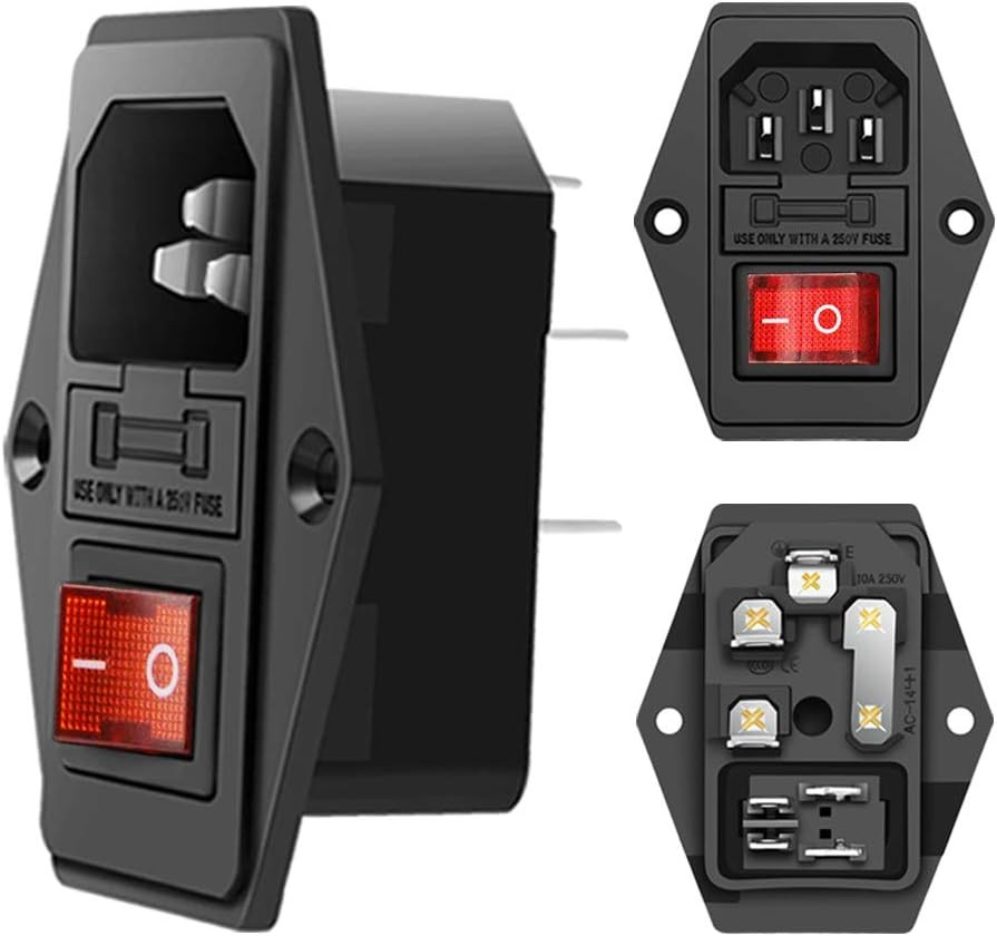 Module Plug,10A Fuse Switch Male Power Socket,Adapter Power Connector,3 Pins ...