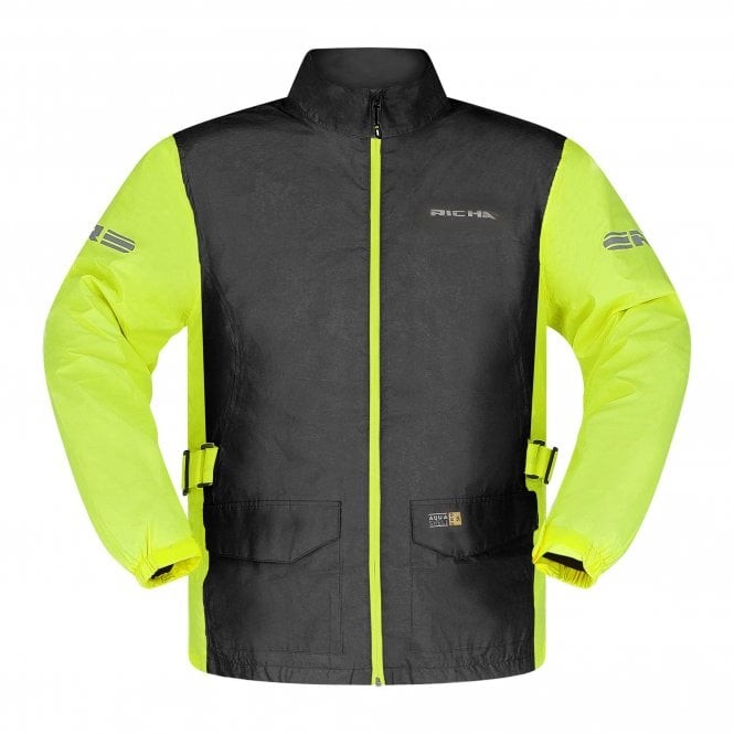 Richa Motorcycle Rain Jacket - Monsoon Over Jacket - Black/Fluo