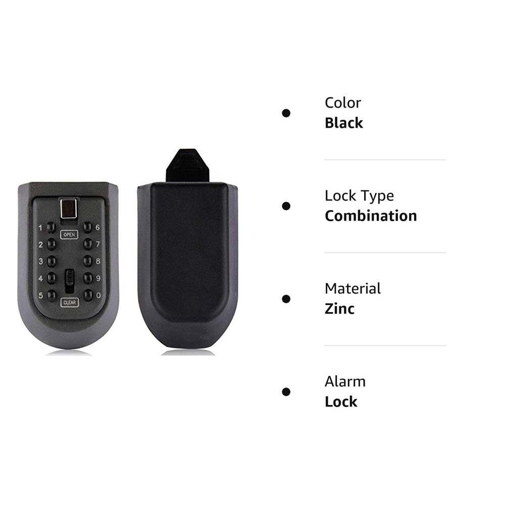 Indoor & Outdoor Key Lock Box Wall Mounted Push Button Combination Key Safe Stor