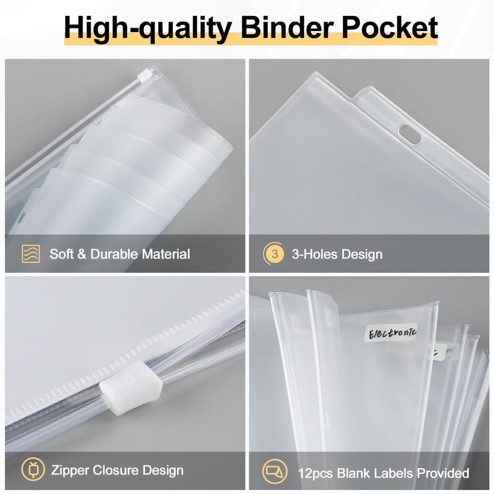 Supplies Binder Pouch, 3 Ring, 12 Pack, Clear