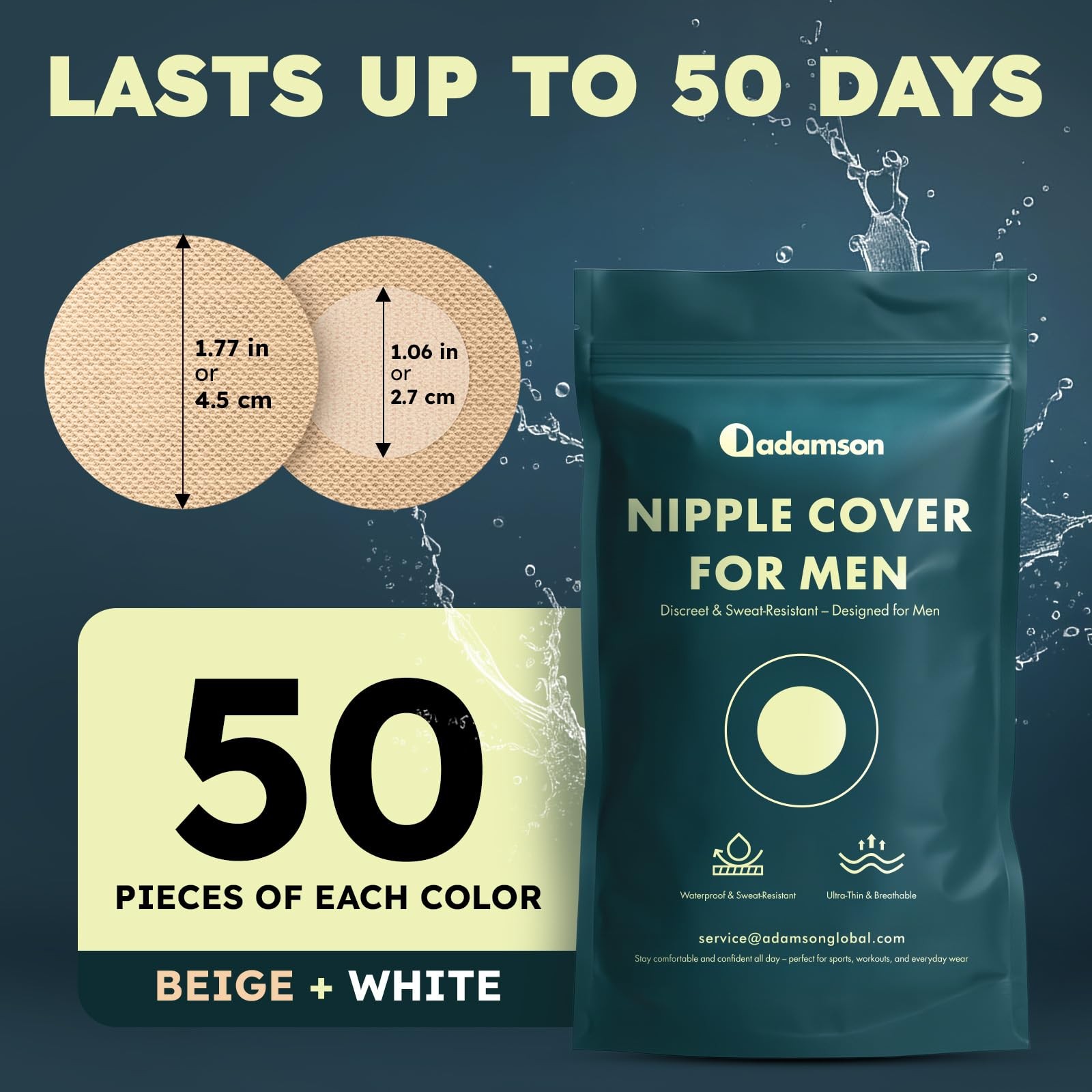 Adamson - Nipple Covers for Men - 100Pcs (50 Pairs) – Mens Nipple Cover Hider