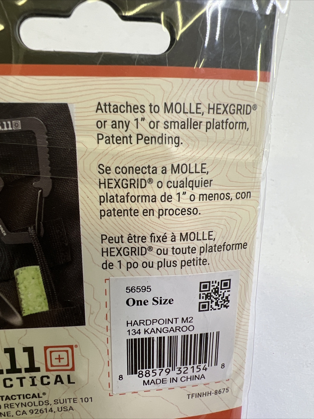 5.11 Hardpoint M2 Coyote Kangaroo Molle Clip Hardpoint Carabiner HEXGRID 99lb