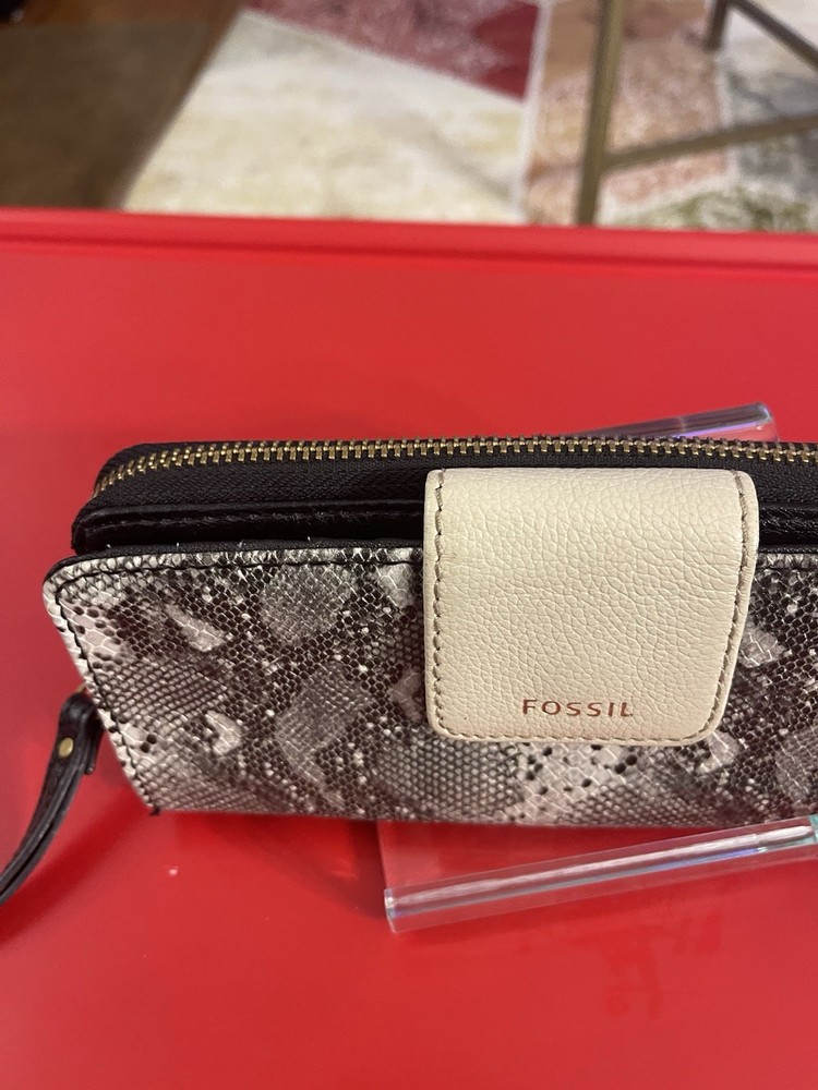FOSIL MADISON WALLET GRAY LEADER PYTHON SNAKECLUTCH ORGANIZER