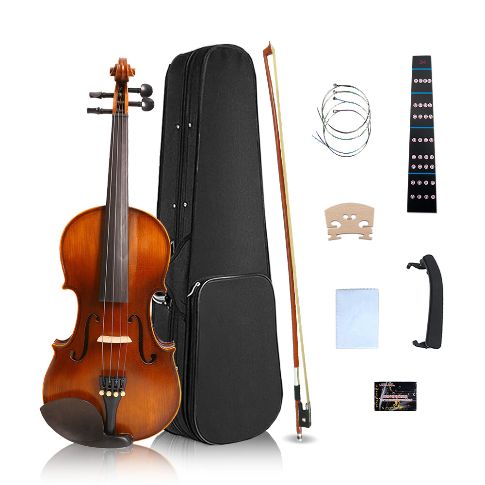 4 String Acoustic Violin Handmade 3/4 Violin for Student Beginners with Case Bow