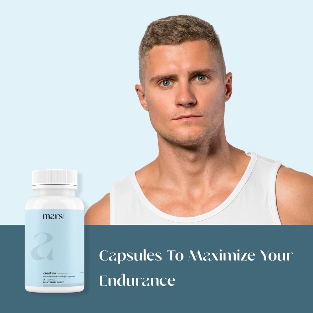 mars by GHC Micronized Creatine Monohydrate Caps: Powered with Shilajit - Pack 1