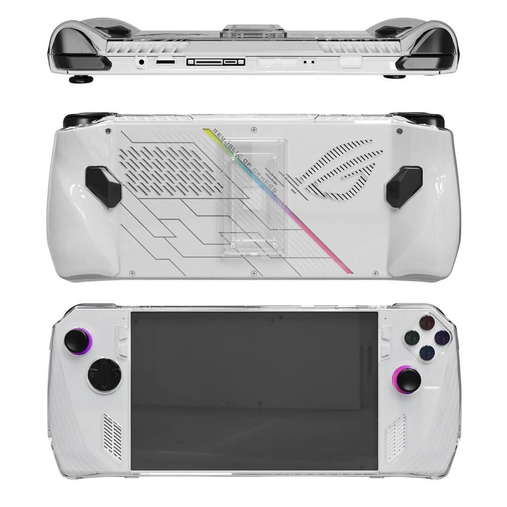 For ROG Ally Handheld Game Console Crystal Clear Case Protective Shell w/ Stand