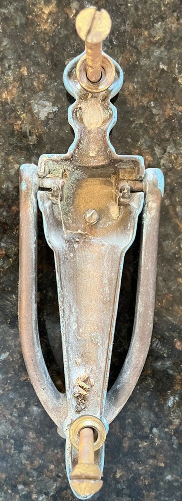 Antique Vintage Solid Brass Shell Door Knocker Original Mounting Bolts