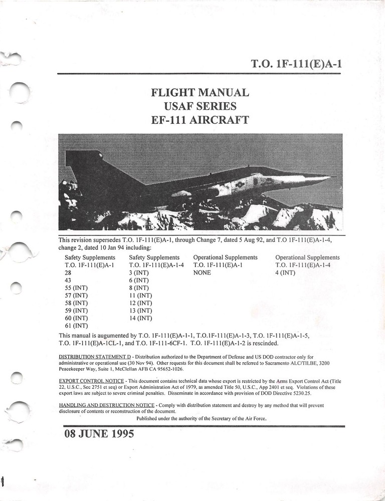 EF-111A Flight Manual Pilot's Handbook .....CD version