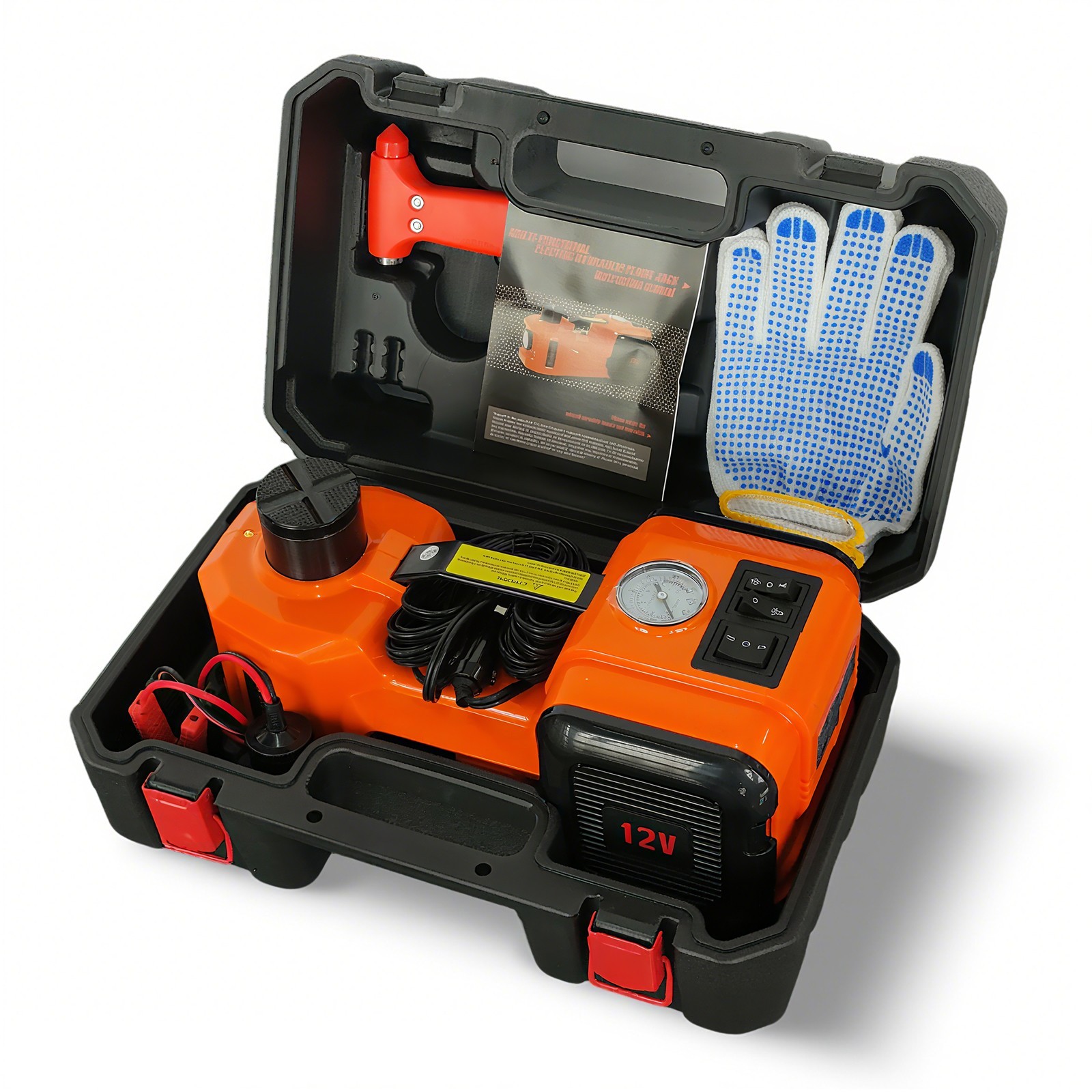 11023 LBS Hydraulic Electric Car Jack 5 Ton Lift Built-in Inflatable Pump, LED