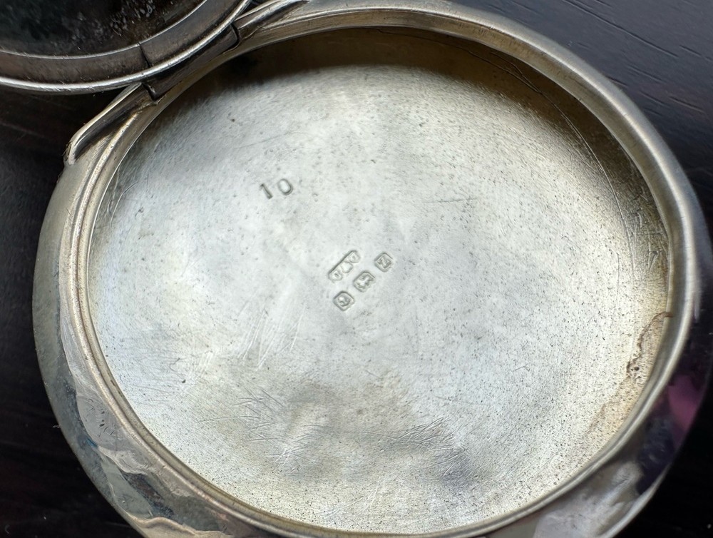 Antique Solid Silver Enamel Rouge Box c.1924