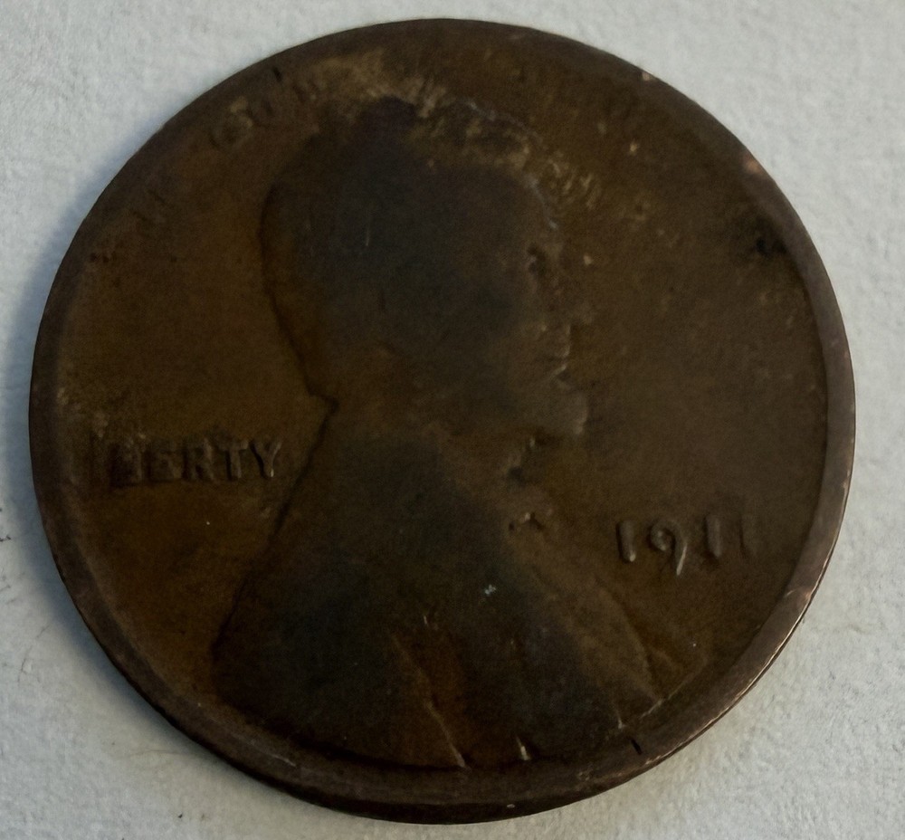 1911 Lincoln Wheat Penny Obverse + Reverse Errors No Mint Mark (#492)