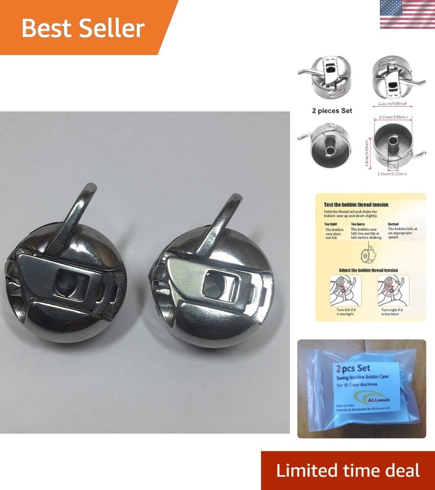 Lightweight 2-Pack Bobbin Cases for 15 Class Sewing Machines - Enhance Precision