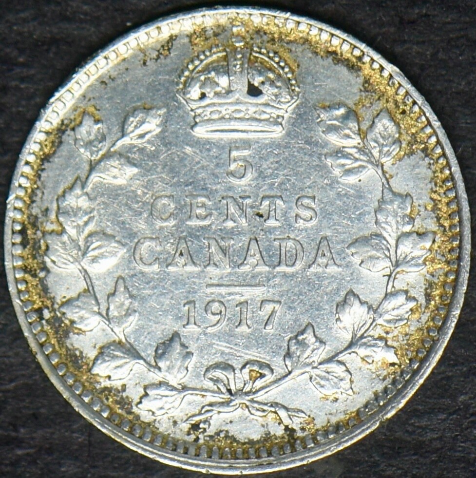 1917 Canada Silver 5 Cents - ✪COINGIANTS✪