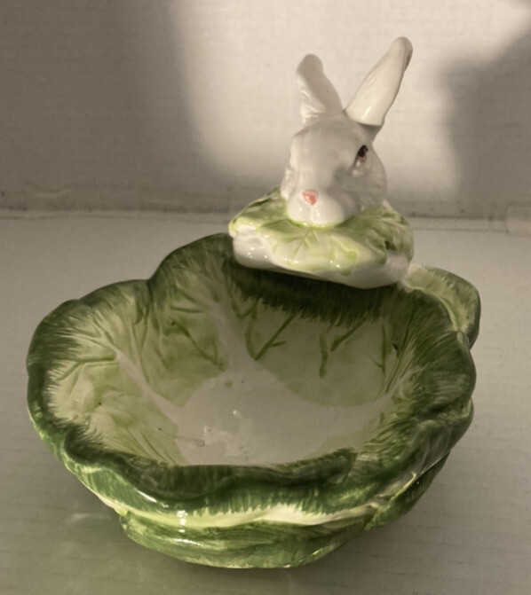 Department 56 Beautiful White Rabbit Candy Dish Easter Decor