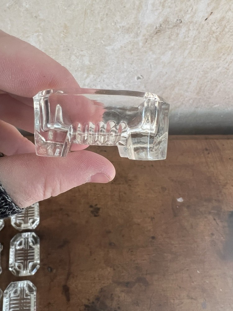 Vintage Rectangular Footed Pressed Glass Salt Bowls 11