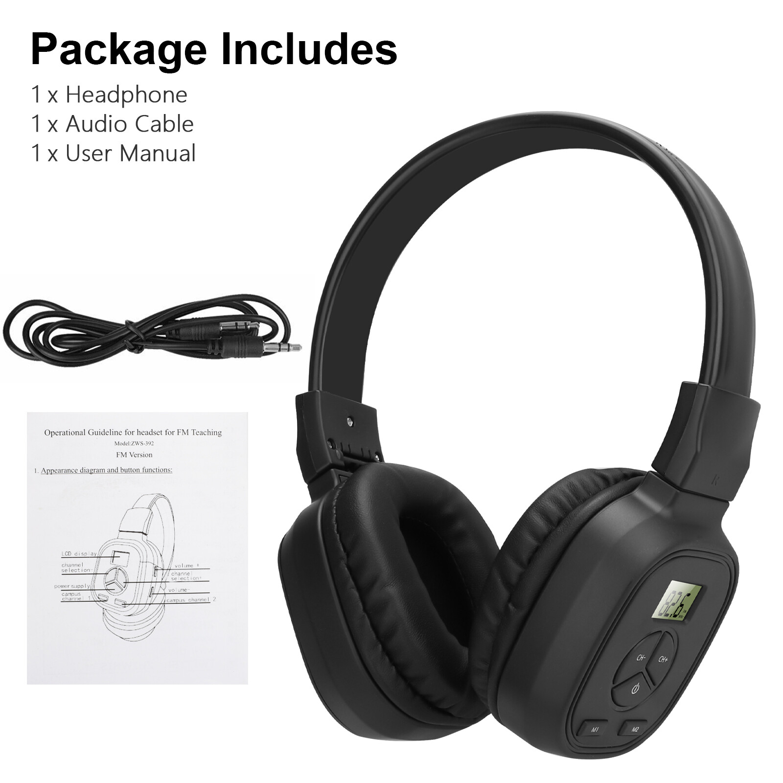 Portable FM Radio Wireless Headphones Headset Stereo Foldable Receivers Over-Ear