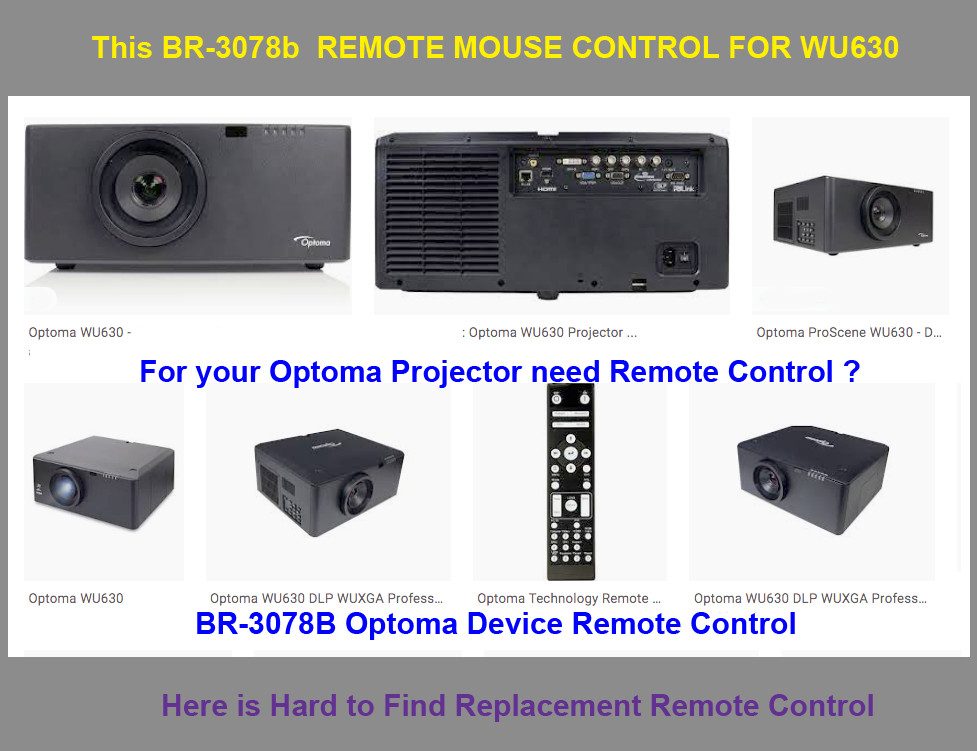 Optoma WU630 Projector = Remote Control ( BR-3078B ) unique code !! ( Read )