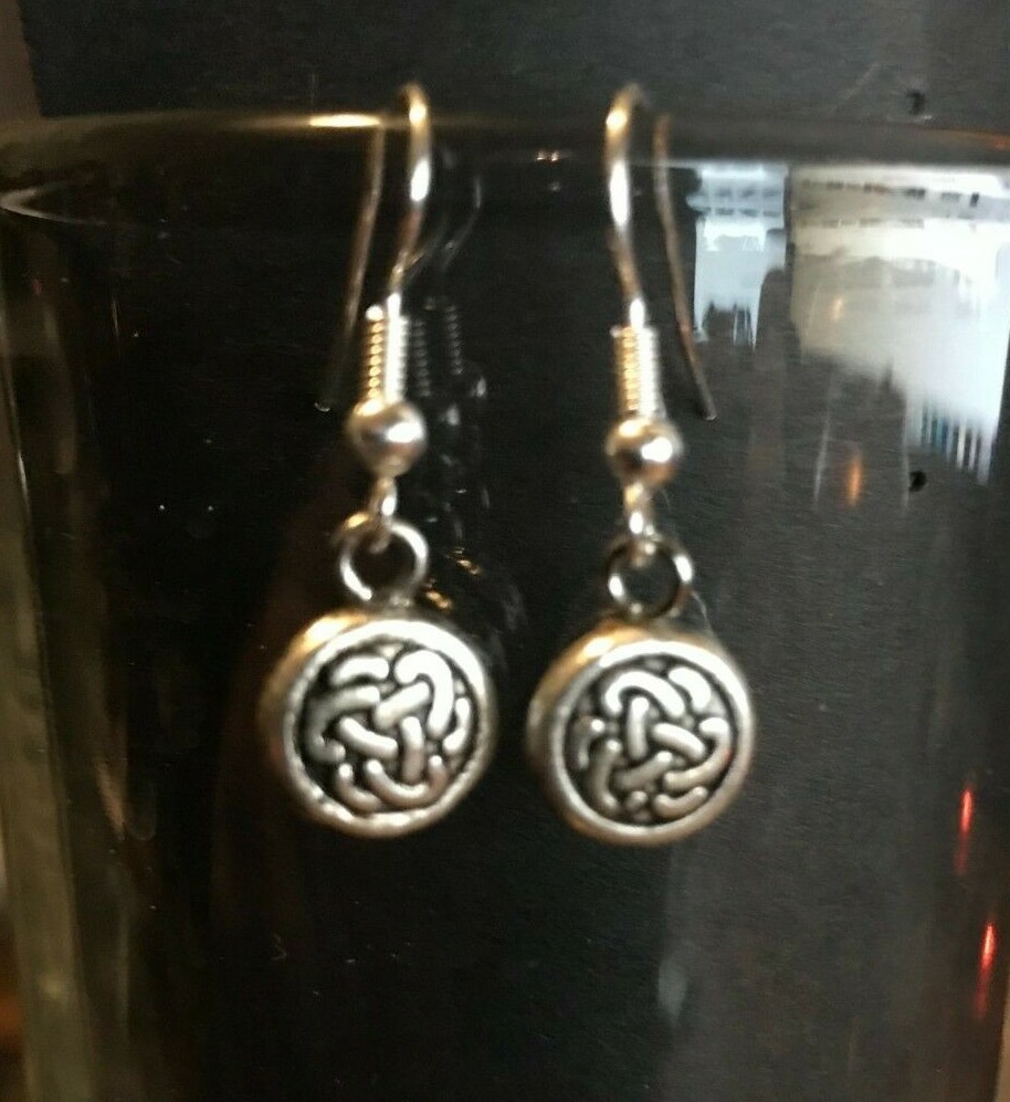 Metallic Silver Celtic Irish Knot Charm Earrings