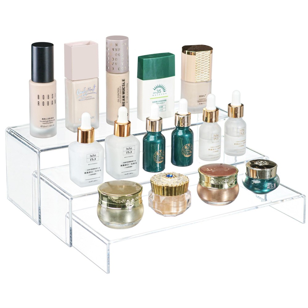 Yieach Large Clear Acrylic Risers Display Stands,3 Pcs Rectangular clear