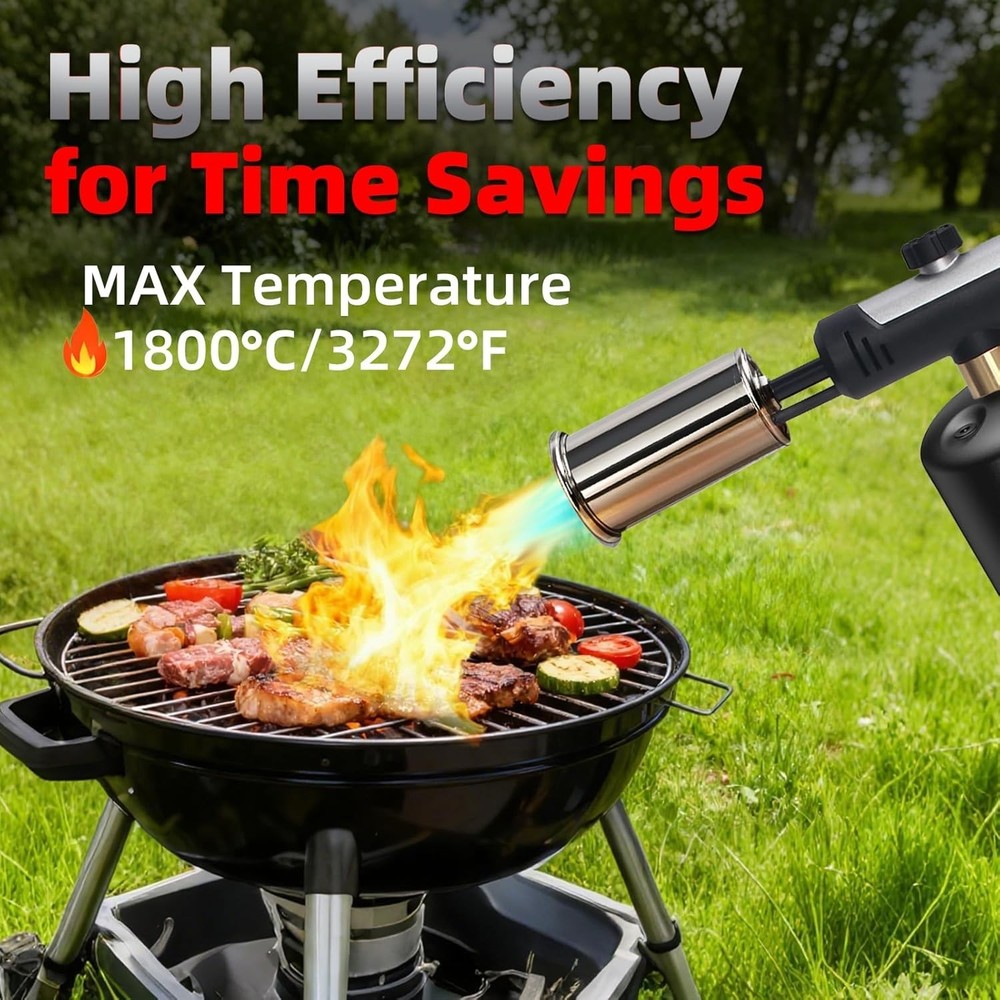 Powerful Propane Torch，Flame Thrower Gun With One-Touch Max Fire, Kitchen Coo...