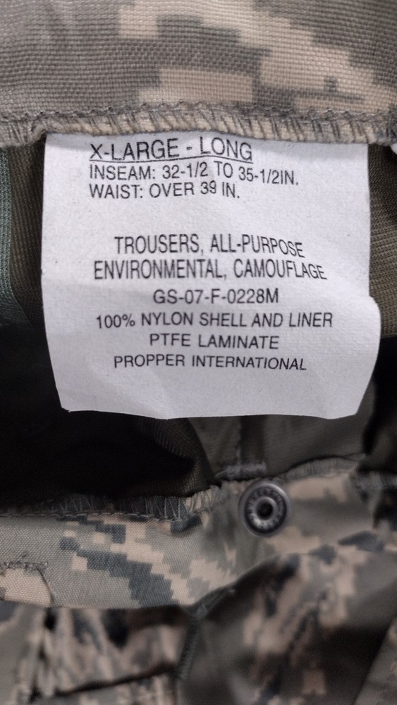 APECS ABU Pattern GORE-TEX Waterproof / Windproof Pants - XL Long