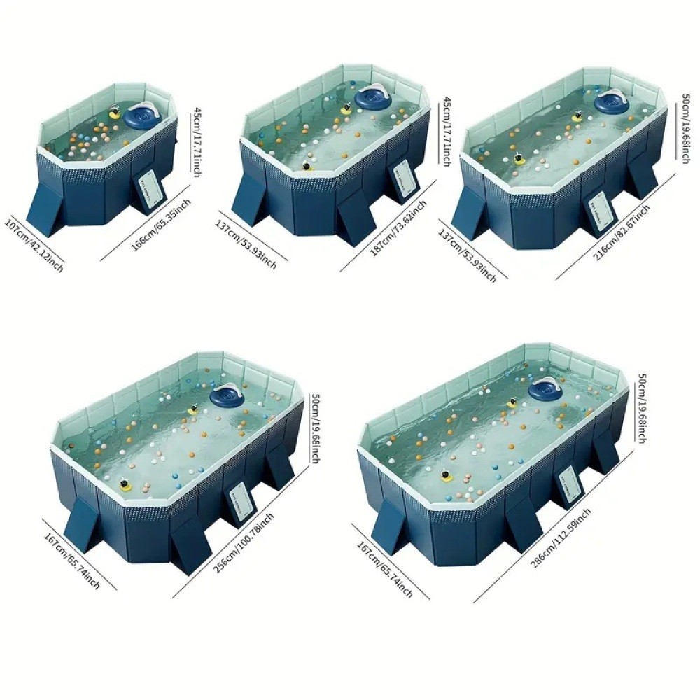 1.6m - 3.0m Non Inflatable PVC Folding Pool for Bathing & Cooling Outdoor Patio