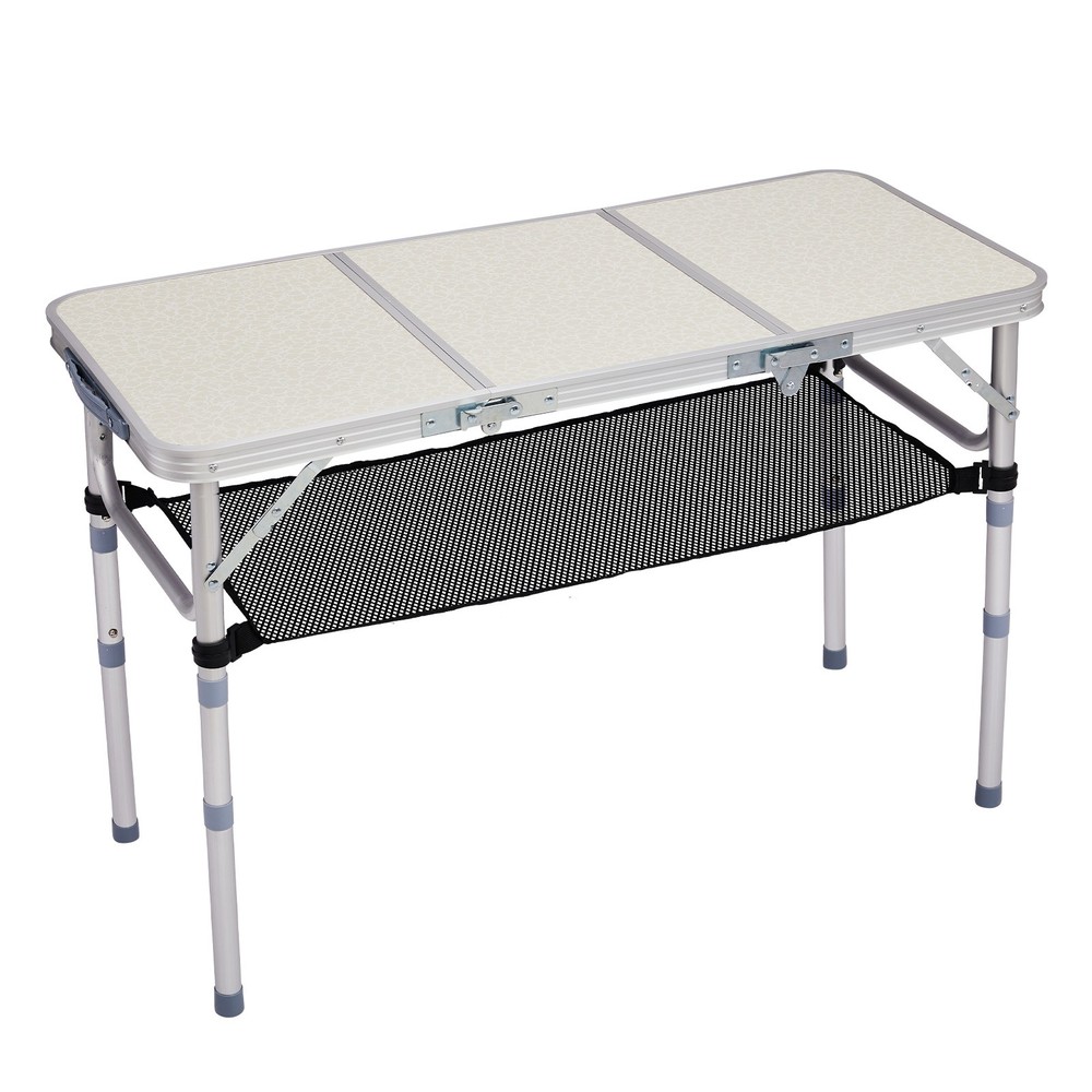 Outdoor Folding Camping Table, 3ft Portable Pinic Table with 3 Adjustable Height