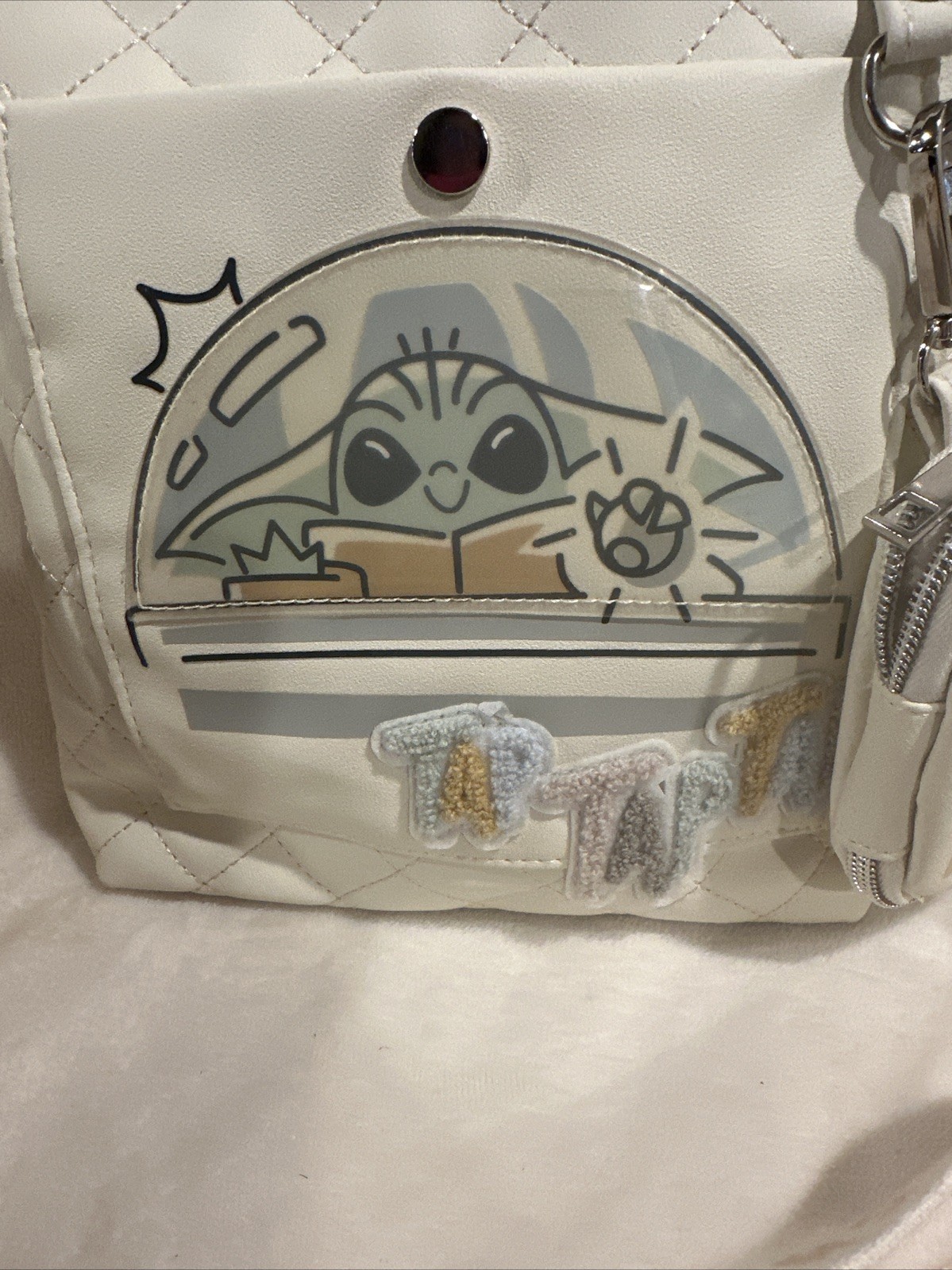 New Disney Parks 2023 Star Wars Grogu Crossbody Bag with Coin Purse White