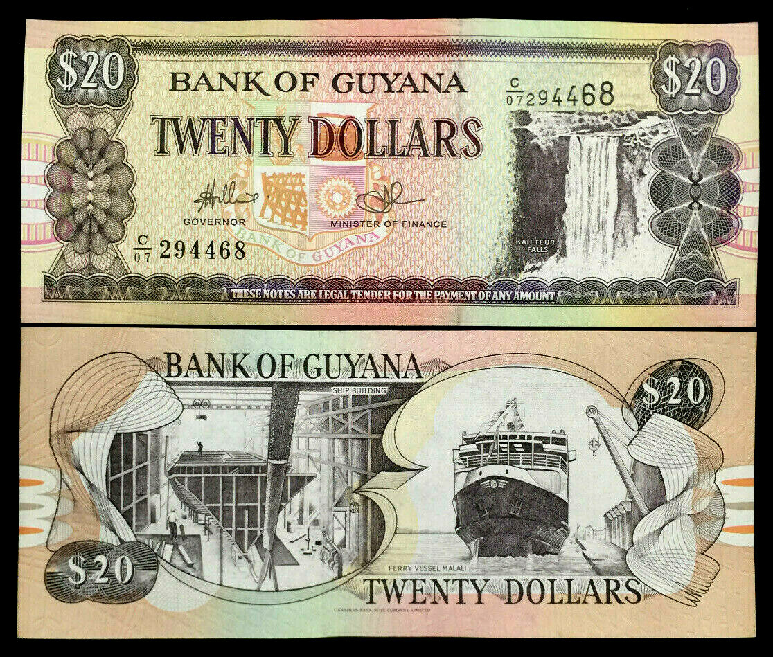 GUYANA 20 Dollars Year 2016 Banknote World Paper Money UNC