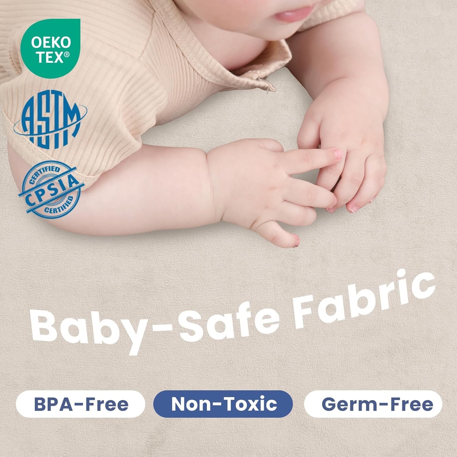 Baby Play Mat for Floor, 79"L x 59"W 1.3" Thick Memory Foam beige