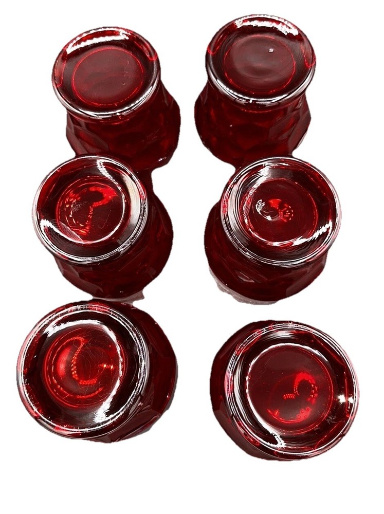 Vintage Glasses Honey Comb Pattern by Viking (6) Ruby Red