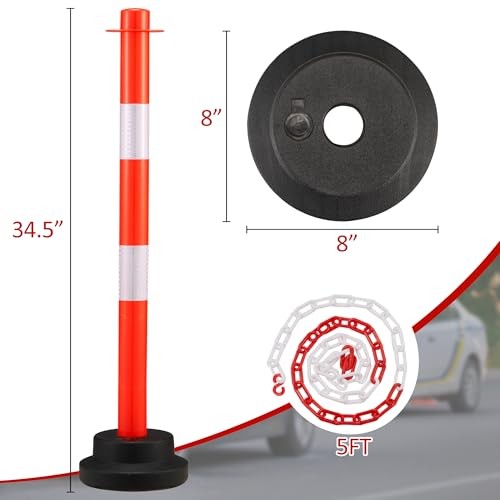 2 Pack 34 Inch Traffic Delineator Post with Reflective Collar 2PCS Orange