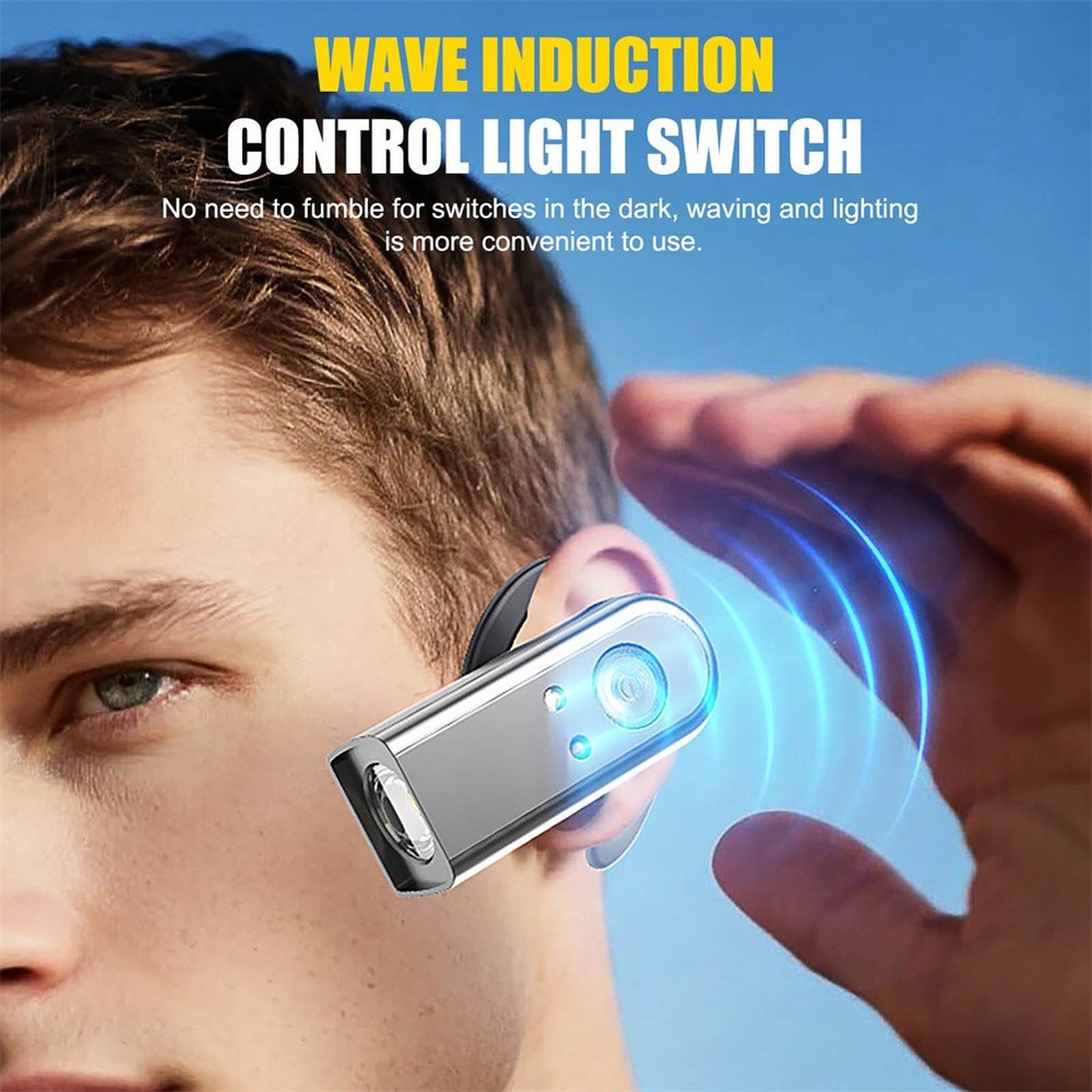 Bright LED Ear Strap Headlamp USB Rechargeable Motion Sensor Magnetic Headlight