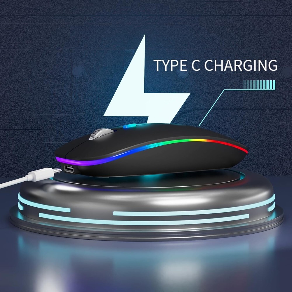 Wireless Bluetooth Mouse, LED Slim (Bluetooth 5.1/5.0 + USB)