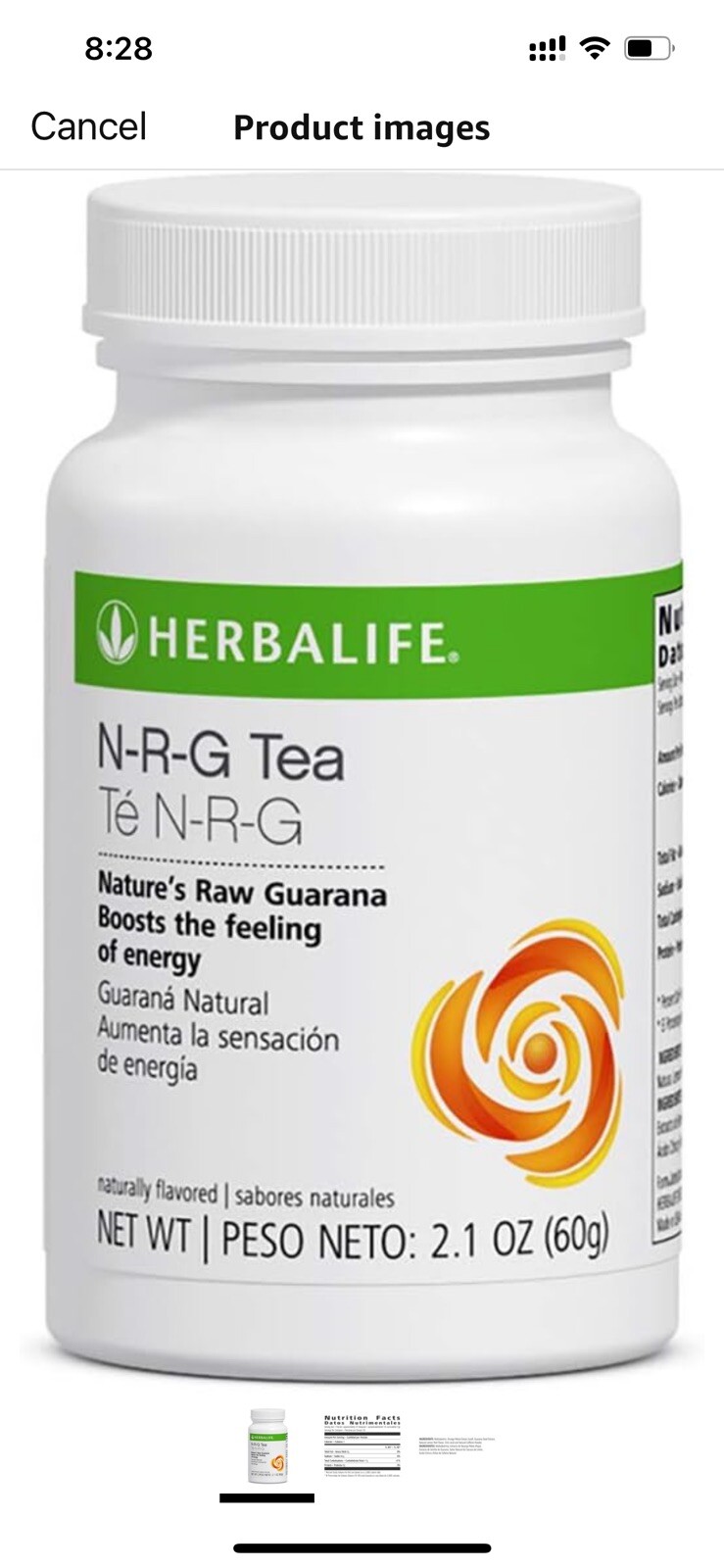 NRG Nature's Raw Guarana Powder Tea 2.1 Oz