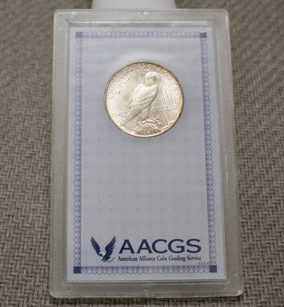 1922 UNCIRCULATED PEACE SILVER DOLLAR AACGS