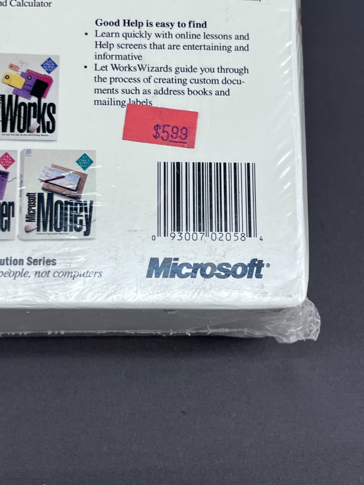 Genuine 1991 MICROSOFT WORKS Version 2.0 Complete Box Set Sealed + Discs (S6)