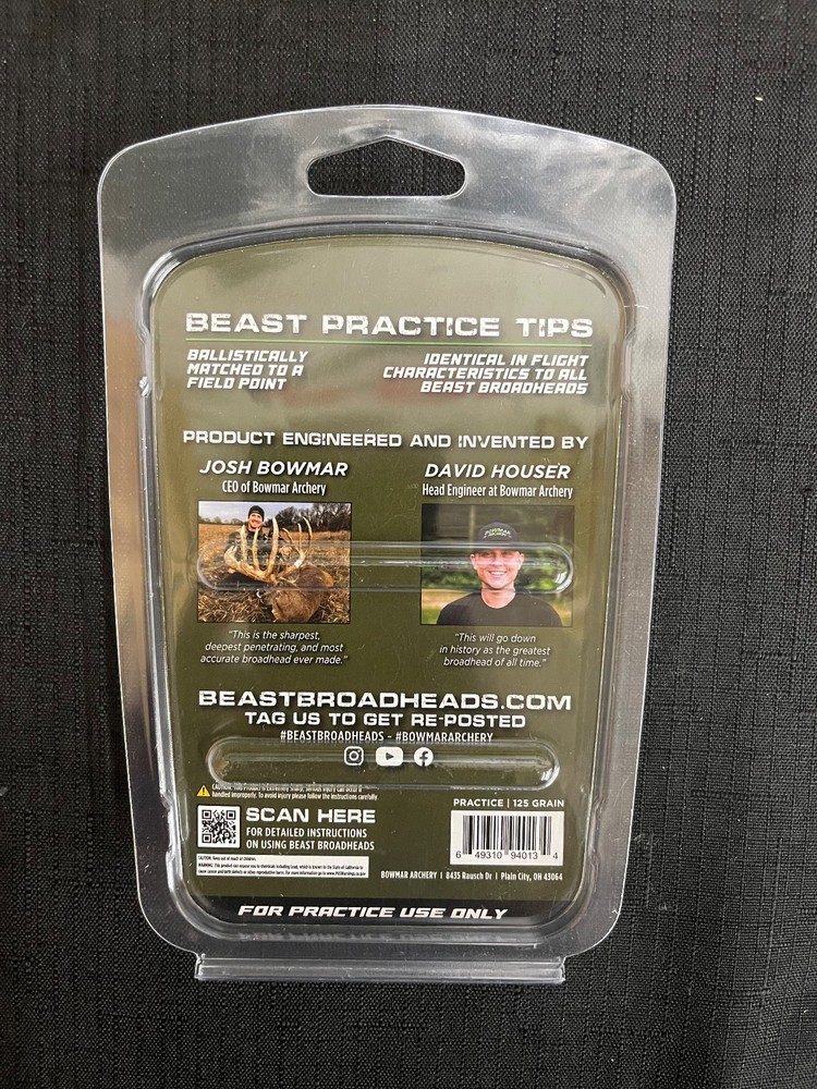 BEAST Broadheads Practice Tips 125gr 3 Pack BRAND NEW