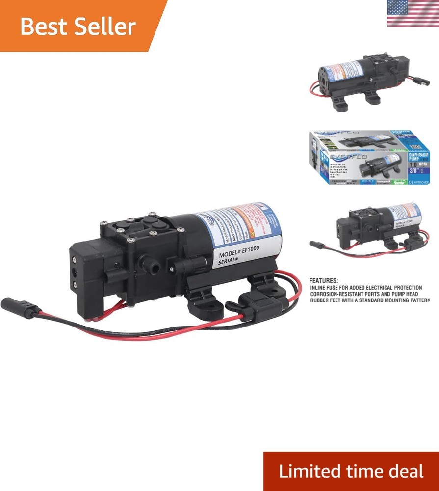Battery Powered Diaphragm Pump - 1 GPM Flow, Automatic Shut Off, Easy Install